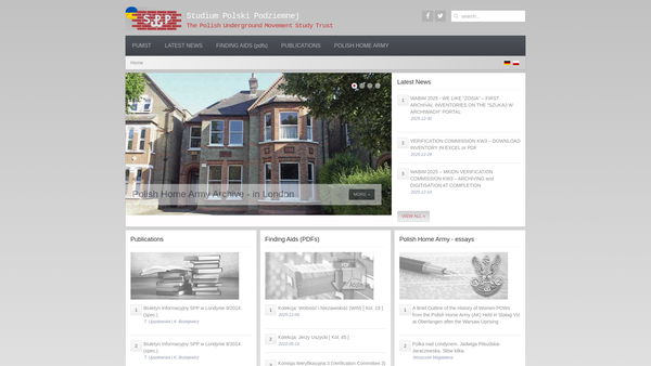 Screenshot of the Polish Underground Movement Study Trust website