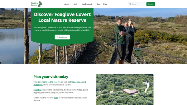 Screenshot of the The Foxglove Covert Foundation website