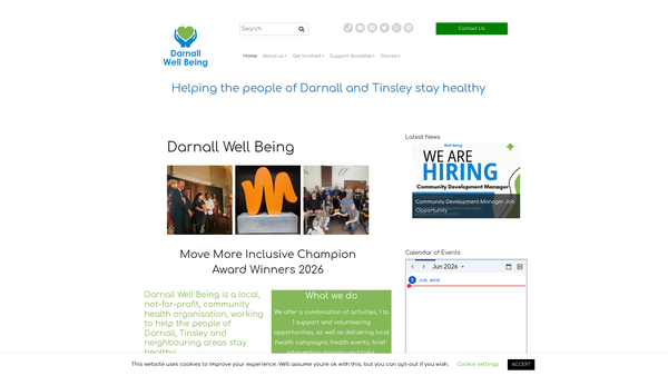 Screenshot of the Darnall Well Being website