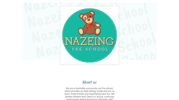 Screenshot of the Nazeing Pre-School website