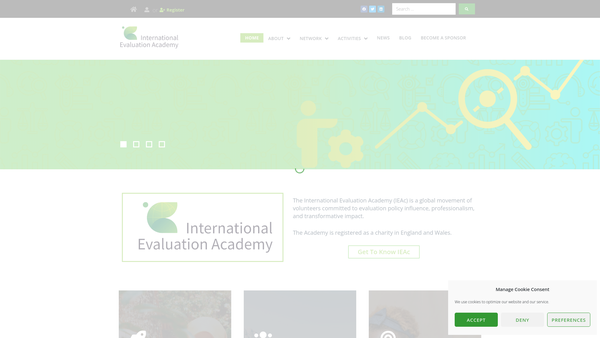 Screenshot of the International Evaluation Academy website