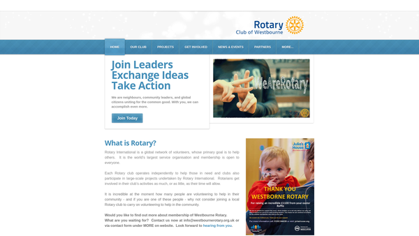 Screenshot of the Westbourne Rotary Club Trust Fund CIO website