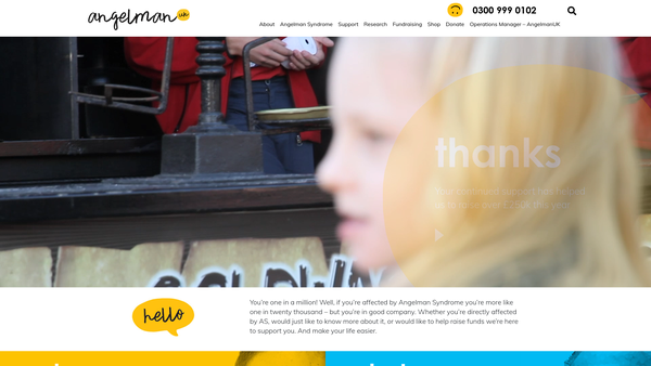 Screenshot of the Angelman UK website