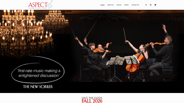 Screenshot of the The Aspect Foundation For Music And Arts website
