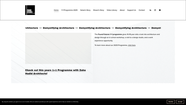 Screenshot of the Found Futures website