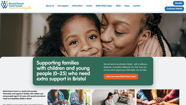 Screenshot of the Bristol Parent Carers website