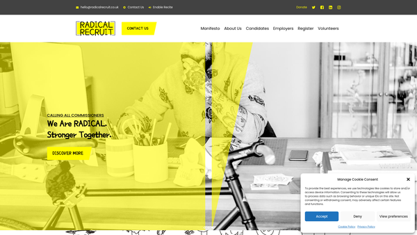 Screenshot of the Radical Recruit website