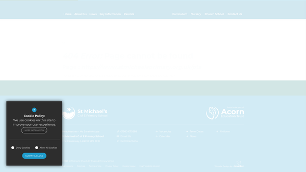 Screenshot of the St. Michaels C Of E Primary School PTA website