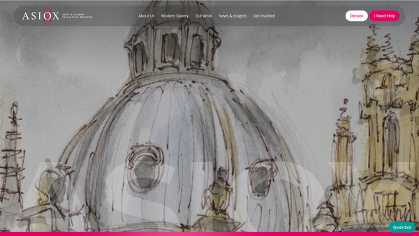 Screenshot of the Anti Slavery Initiative Oxford website