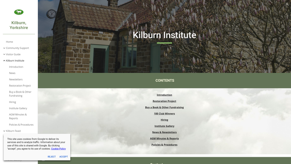 Screenshot of the Kilburn Village Institute website