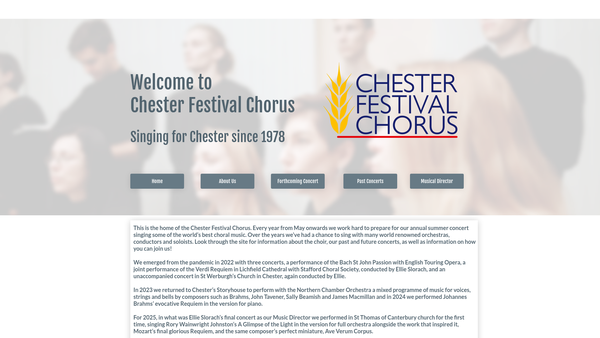 Screenshot of the Chester Festival Chorus website