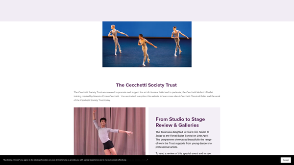 Screenshot of the The Cecchetti Society Trust website