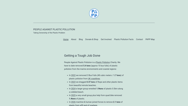 Screenshot of the People Against Plastic Pollution website