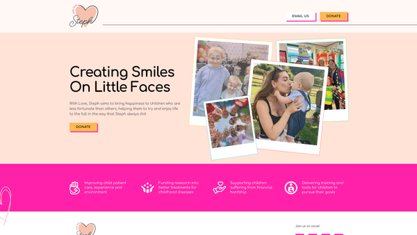 Screenshot of the The Stephanie Jeanne Glynn Foundation website