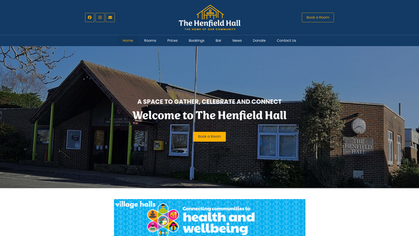 Screenshot of the The Henfield Hall website