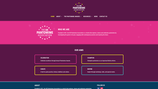 Screenshot of the The UK Pantomime Association website
