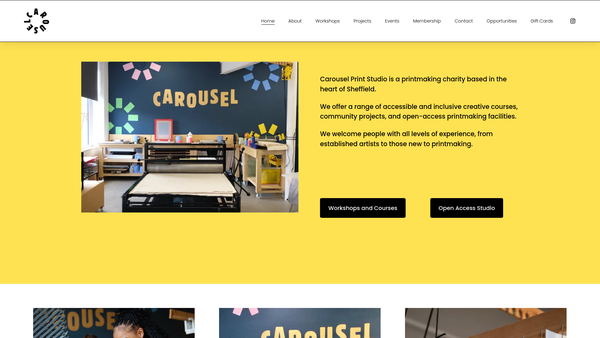 Screenshot of the Carousel Print Studio website