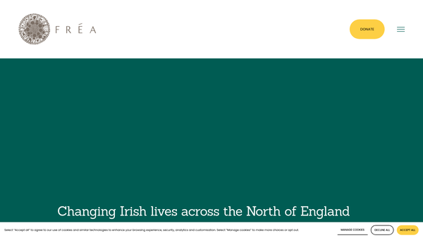 Screenshot of the Frea website