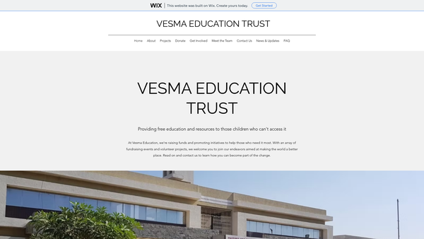 Screenshot of the Vesma Education Trust website
