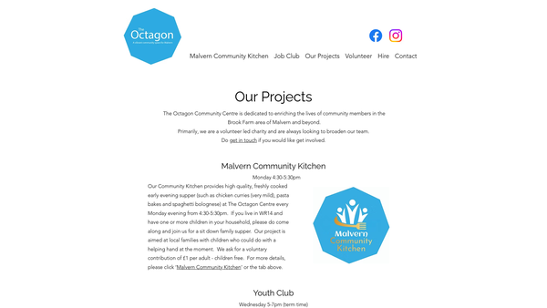 Screenshot of the The Octagon Community Centre Malvern website