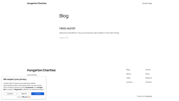 Screenshot of the Hungarton Charities website