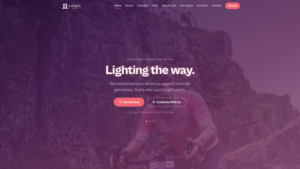 Screenshot of the Laura's Light website