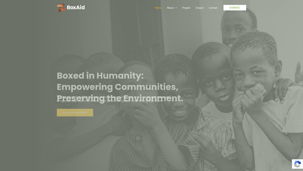 Screenshot of the Boxaid website