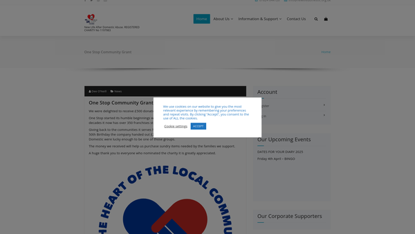 Screenshot of the New Life Domestic website