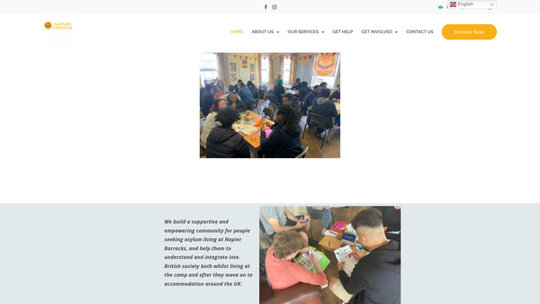 Screenshot of the Napier Friends website