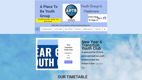 Screenshot of the A Place To Be CIO website