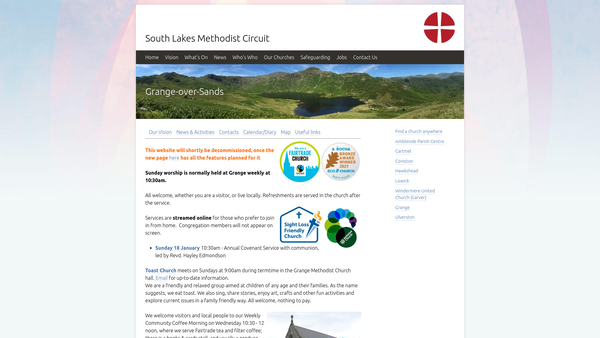 Screenshot of the Grange Methodist Church website