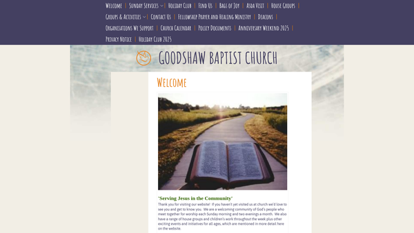 Screenshot of the Goodshaw Baptist Church website