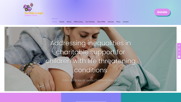 Screenshot of the The Millie Wright Children's Charity website