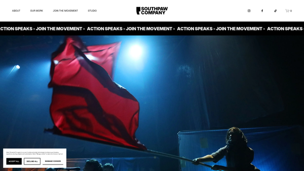 Screenshot of the Southpaw Dance Productions website