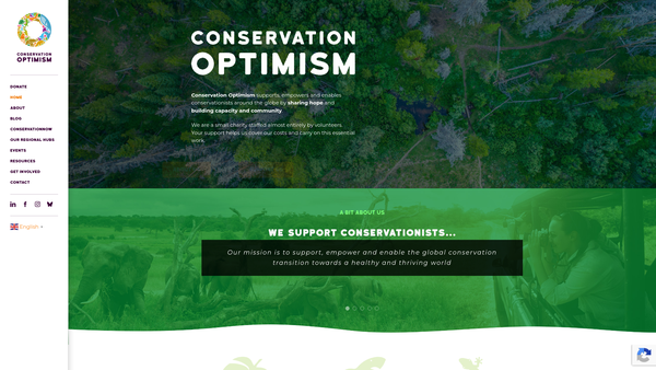 Screenshot of the Conservation Optimism website