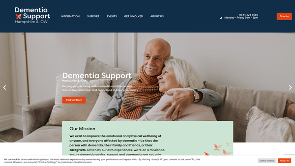 Screenshot of the Dementia Support Hampshire & Iow website