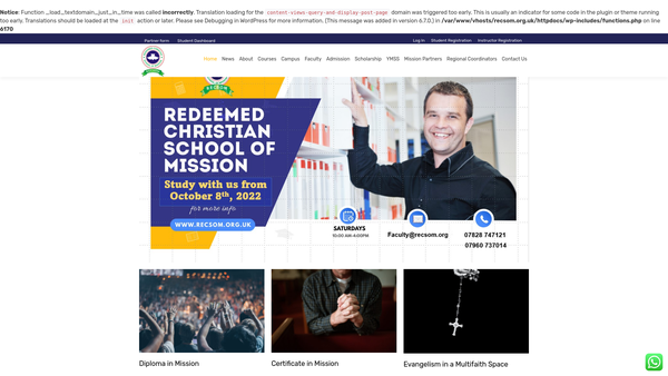 Screenshot of the Redeemed Christian School Of Mission website