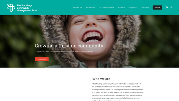 Screenshot of the Steadings Community Management Trust website