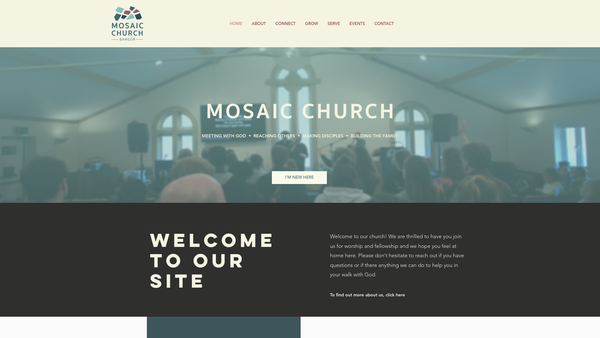 Screenshot of the Mosaic Church Bangor website