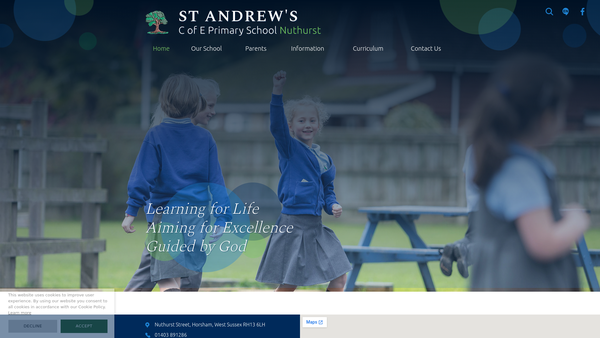Screenshot of the St Andrew's Nuthurst School Association website