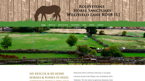 Screenshot of the Roleystone Horse And Pony Sanctuary website