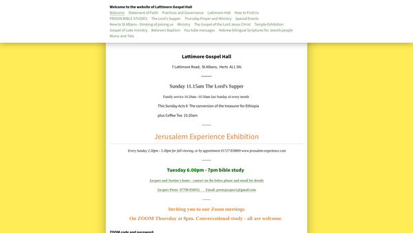 Screenshot of the Lattimore Gospel Hall Congregation's Trust website