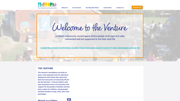 Screenshot of the The Venture Community Hub Ltd website