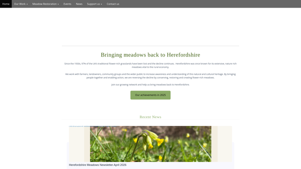 Screenshot of the Herefordshire Meadows website