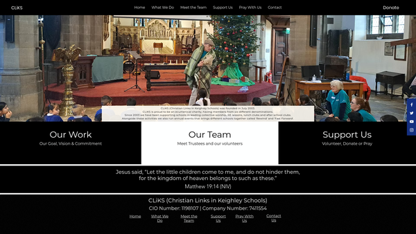 Screenshot of the Cliks (Christian Links In Keighley Schools) website