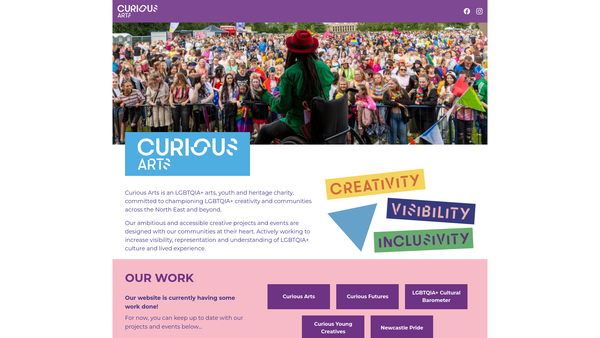 Screenshot of the Curious Arts website