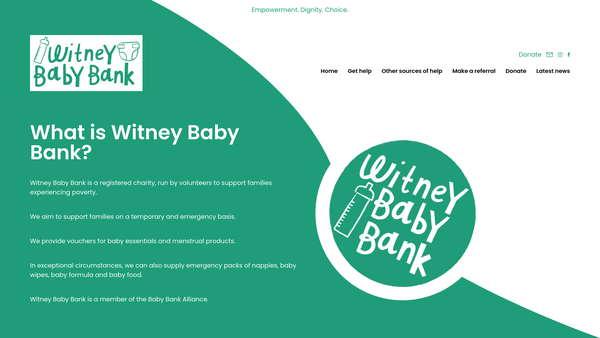 Screenshot of the Witney Baby Bank website