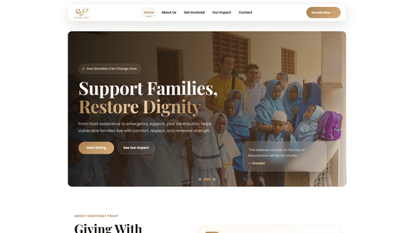 Screenshot of the Khayraat Trust website
