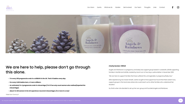 Screenshot of the Angels And Rainbows website