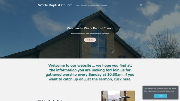 Screenshot of the Worle Baptist Church website